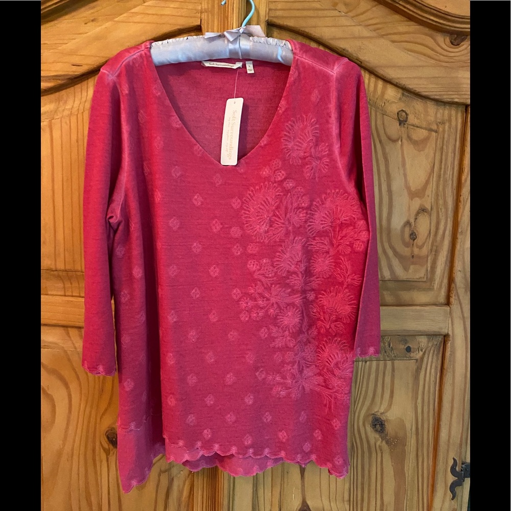 Soft Surroundings NWT embroidered tunic pink